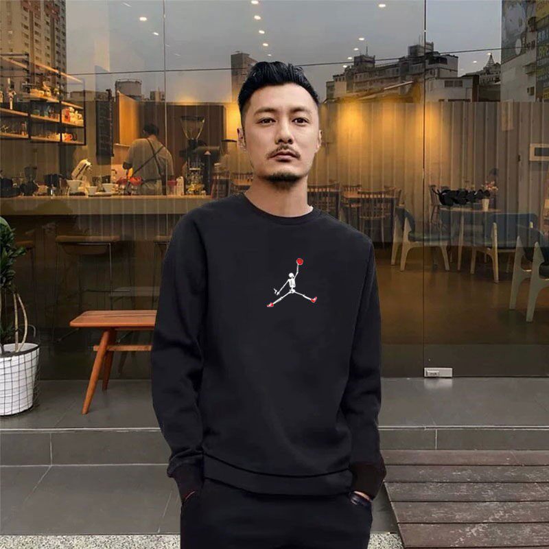 香港代购潮牌余 余文乐同款简约百搭厚棉T男女港风宽松圆领加绒外