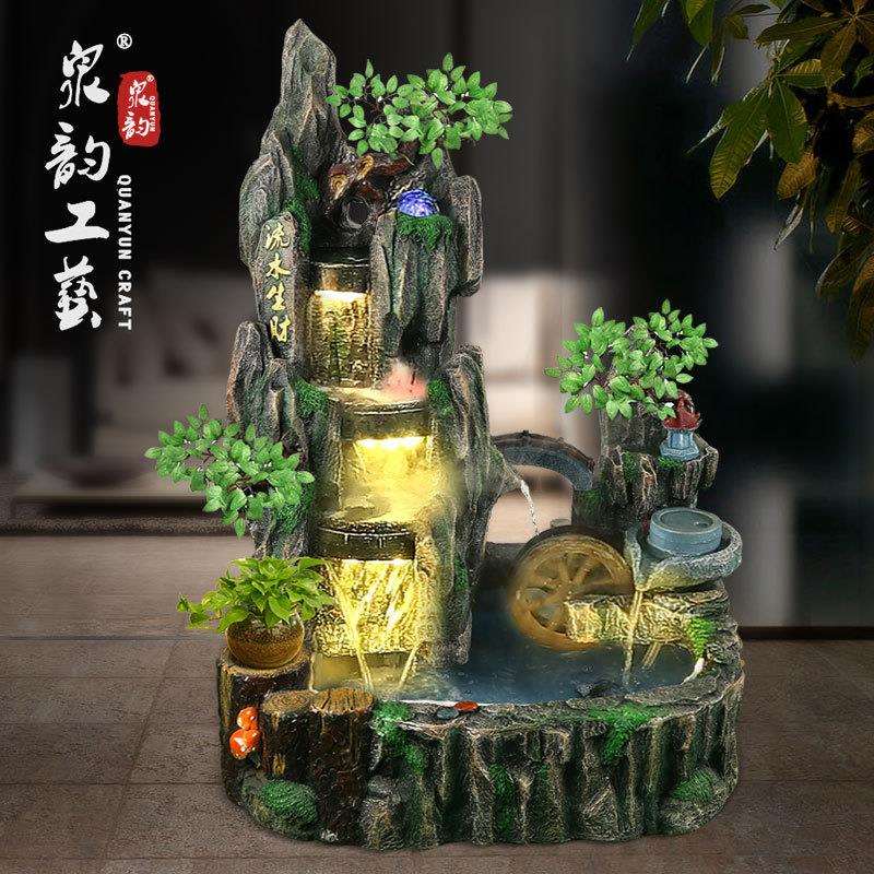 大型假山流水喷泉风水轮摆件庭院室内水景加湿器工艺品