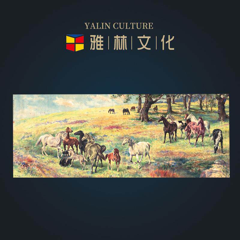 酒店配画名画复制装裱书品玄关字画名家徐悲鸿骏马图装饰挂画