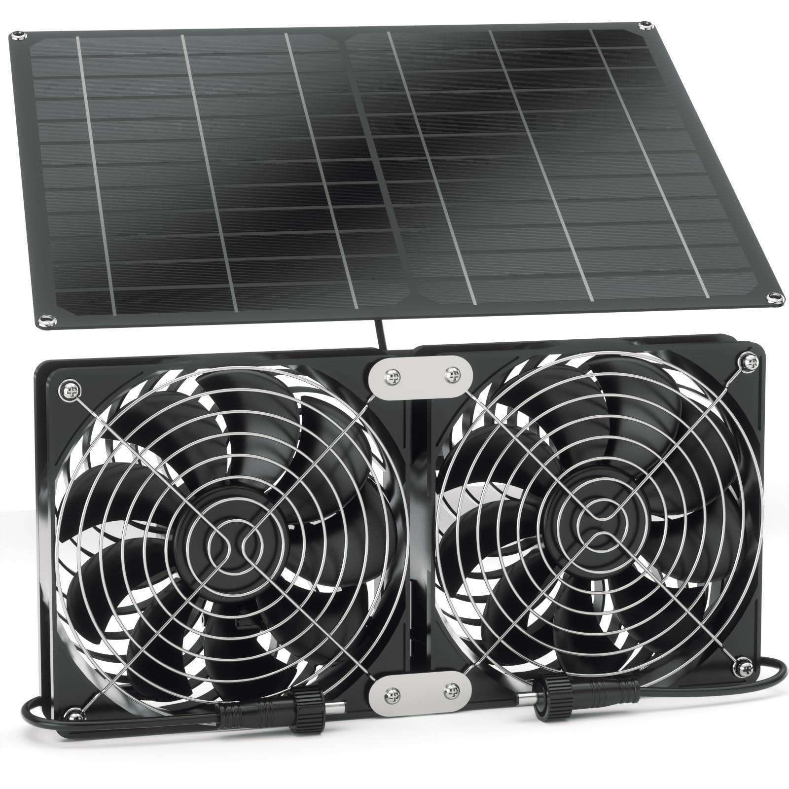 双风扇15W12V单晶太阳能电池板室外温室棚鸡舍狗舍两个风扇防水