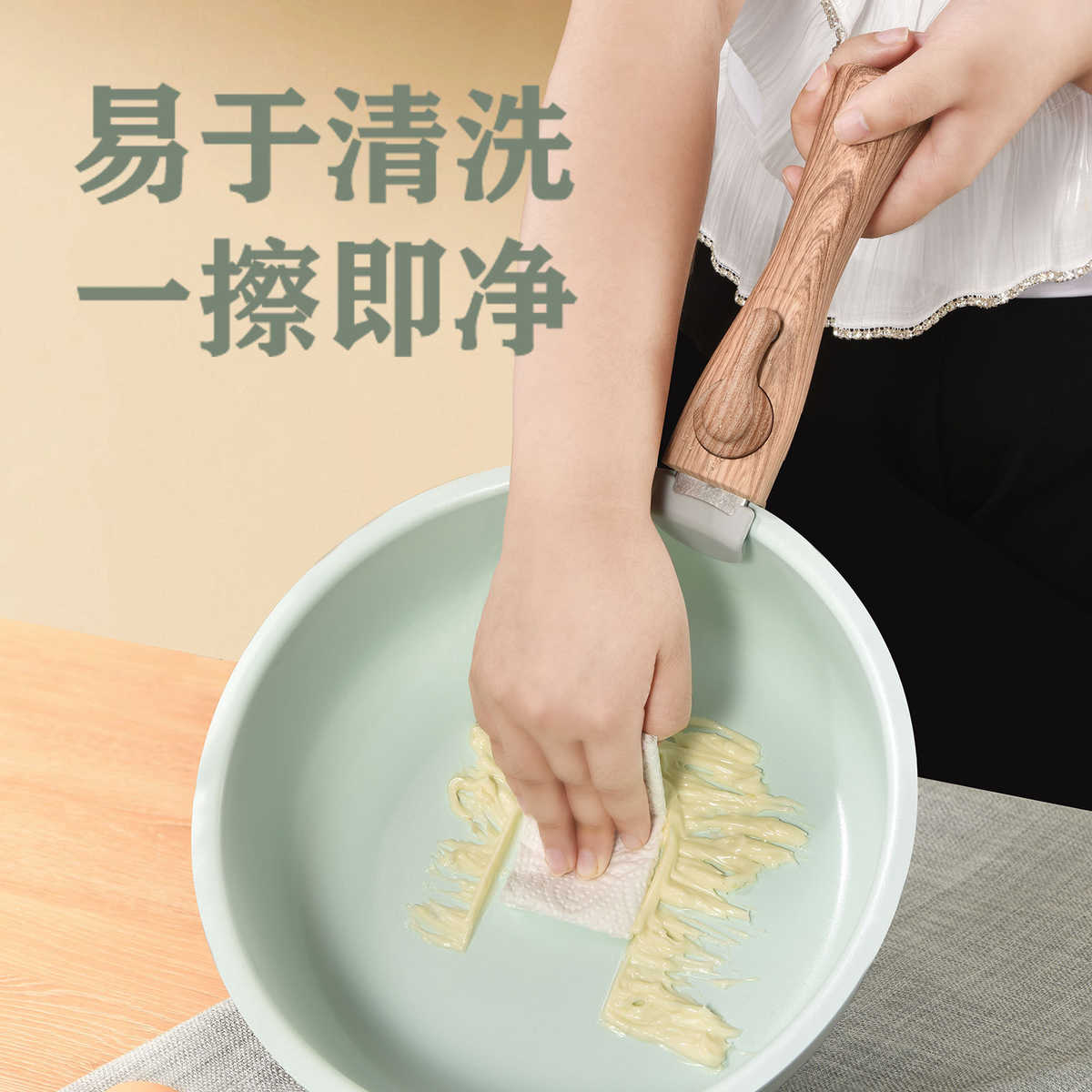 家用套装锅复底加厚汤锅北欧风简约清新奶锅不粘锅组合礼品锅煎锅
