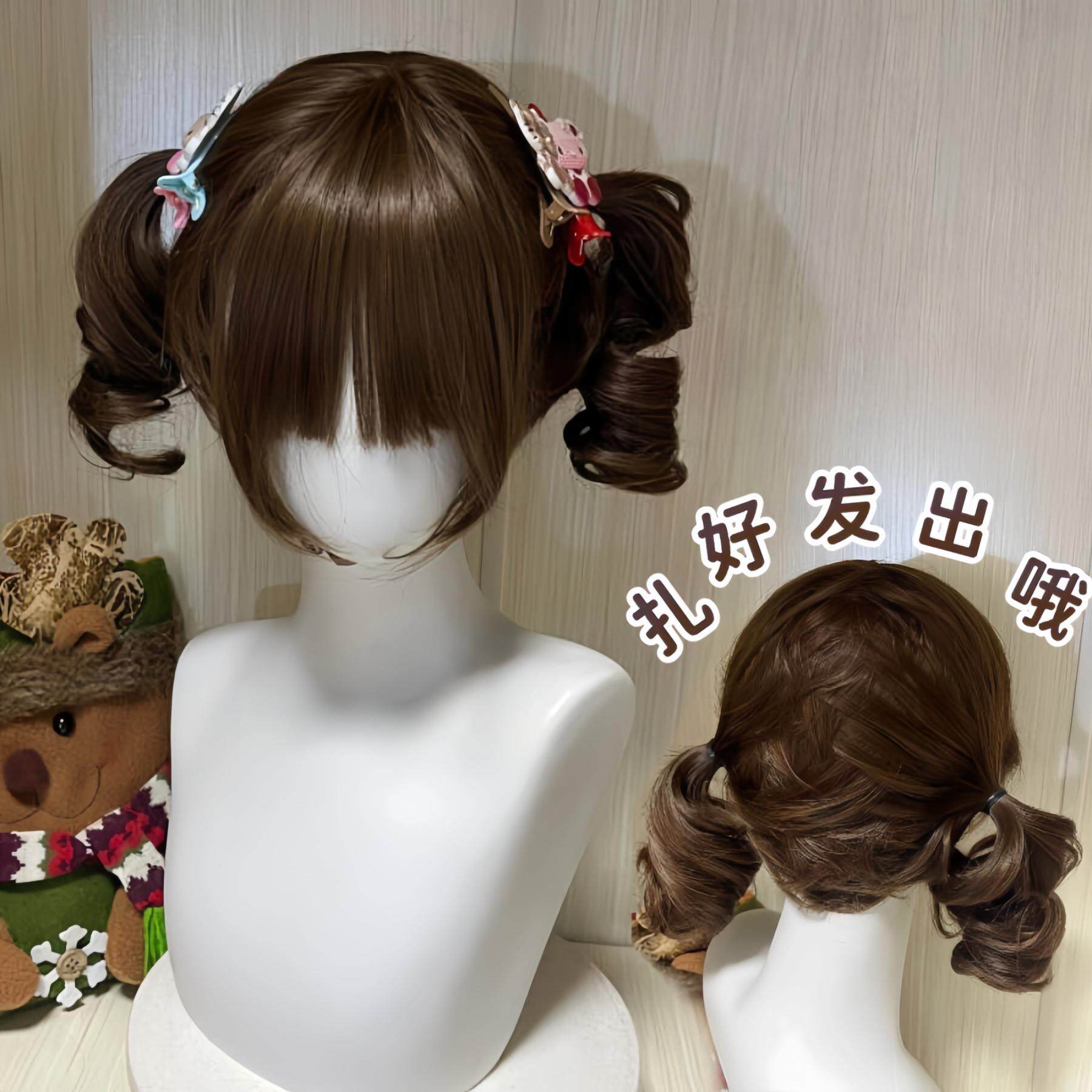 【甜心少萝宝】假发女短卷发Lolita可爱双马尾罗马卷修脸JK全头套