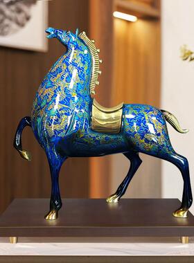 大漆工艺全铜马摆件 马到成功玄关客厅书房办公室装饰品乔迁礼品
