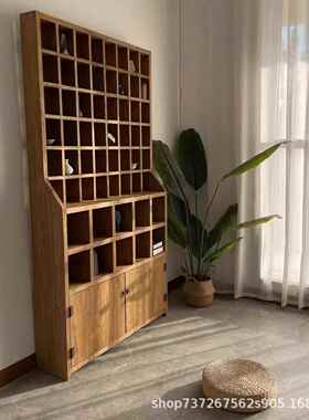 实木老榆式博古架中置木物架多宝公阁书柜展示M0514架茶室复古办