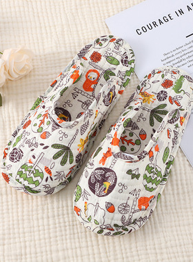 夏季爬爬垫专用拖鞋全棉布静音四季透气鞋套成人室内布底包头拖鞋