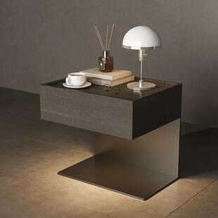 意式极简悬浮床头柜现代创意钢板腾空床边柜卧室多功能床头柜定制