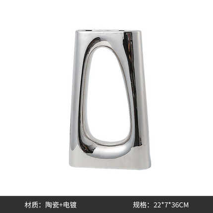 玄关别墅酒店轻奢回欧式电镀插花家居装饰品器陶瓷创意客厅花瓶形