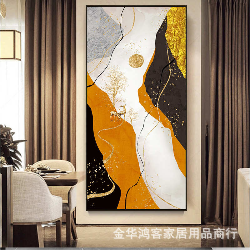 挂画大尺寸抽象艺术装饰画ins玄关创意落地画进门走廊晶瓷墙壁画图片