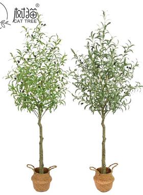 树猫仿真橄榄树173cm带果尤加利假树artificialtree装饰绿植盆景
