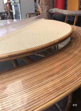 编桌竹子子藤编西桌带转动竹编凳子藤编凳子双版KWZ纳傣家餐桌椅