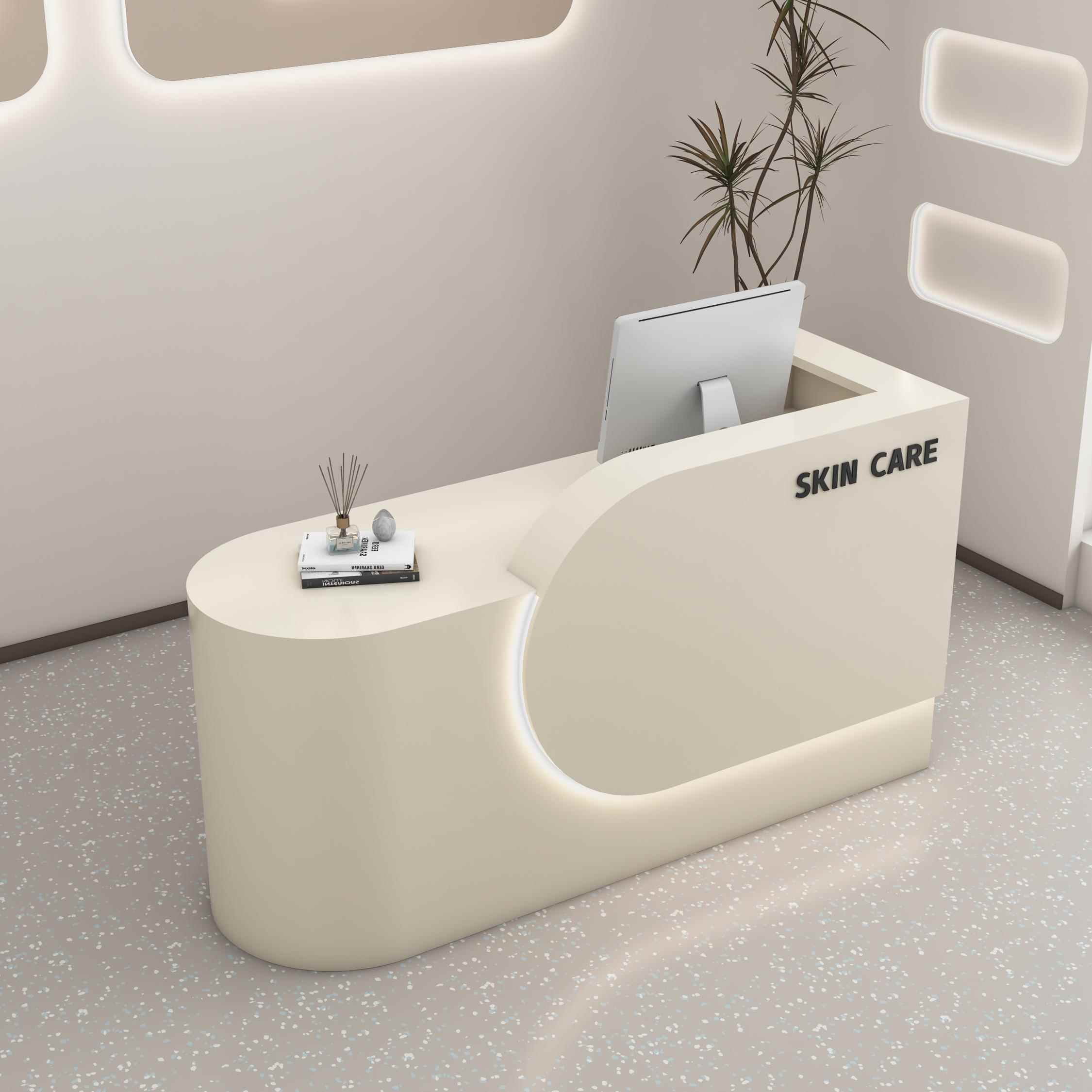 简易服装店收银台店铺小型美容院瑜珈奶油风前台接待台烤漆吧台