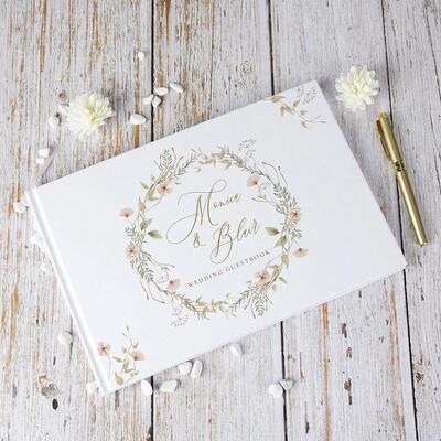 Wedding Guestbook Flowers White 38 Sheets Personalized Guest