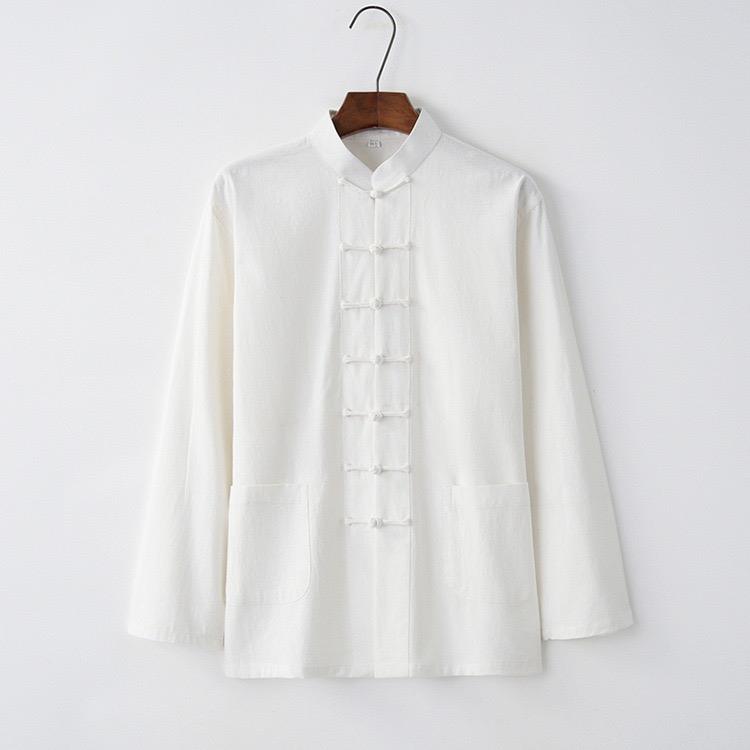 正品夏中季褂叶文装国风亚麻布唐男子盘太极练习父亲马中国风冥想