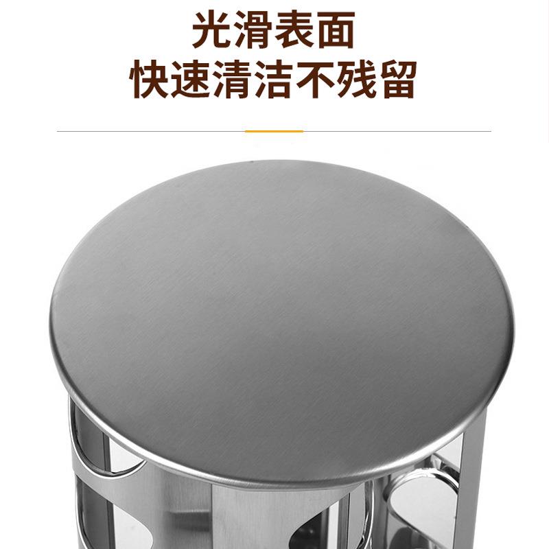 新款欧美不锈铁调房味圆形砂光罐物厨用品调味瓶收纳架置旋转调架