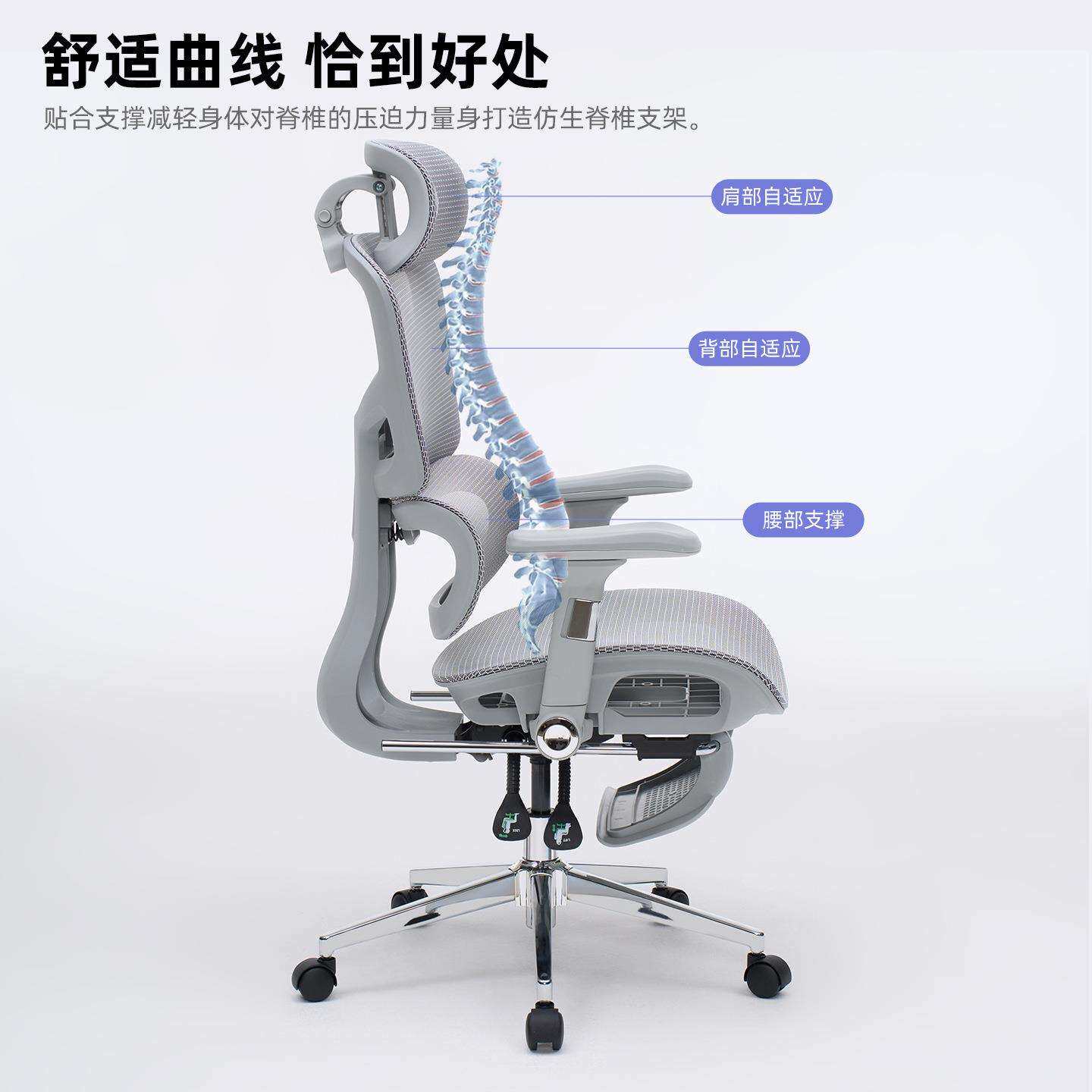 电竞椅人体椅子护腰坐可姿电脑椅RVJ家用舒久坐躺办学公椅靠适背