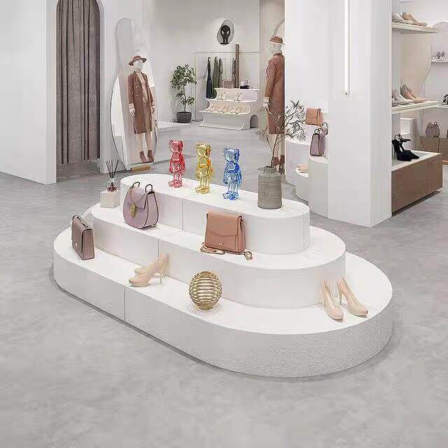 服装店岛台云异形流台花店展示柜鞋袋珠宝展示柜地板桌