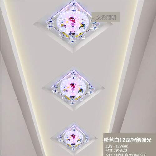新款直销吸顶灯射灯正方形过道灯水晶走廊灯玄关灯led筒灯蝴蝶简
