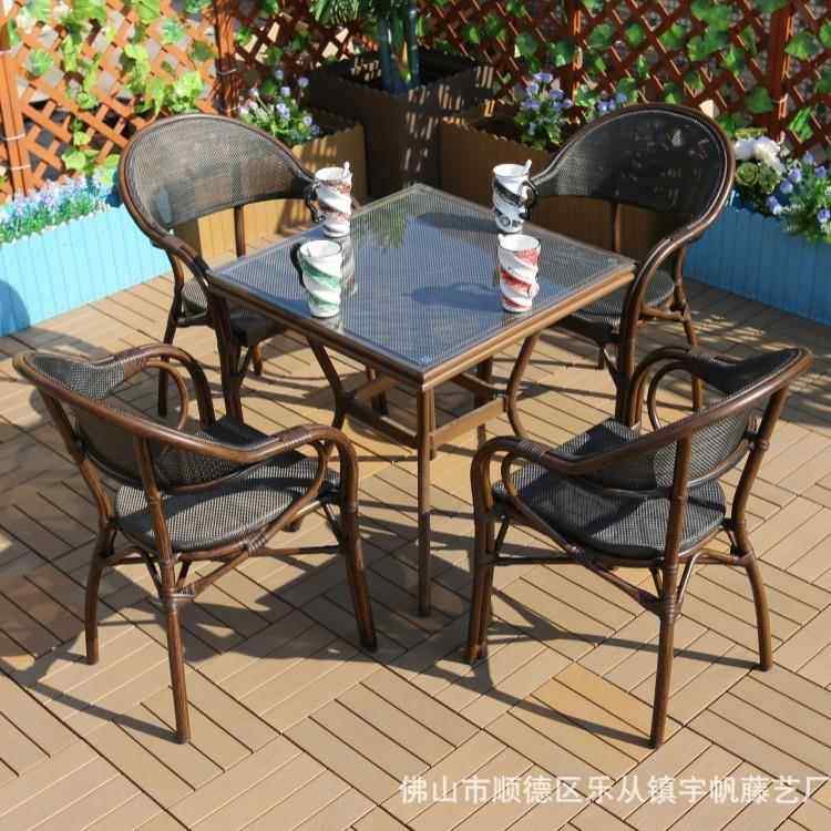 休椅防锈外网布藤编桌阳台户闲藤椅茶几组合室外餐厅wb001椅子轻
