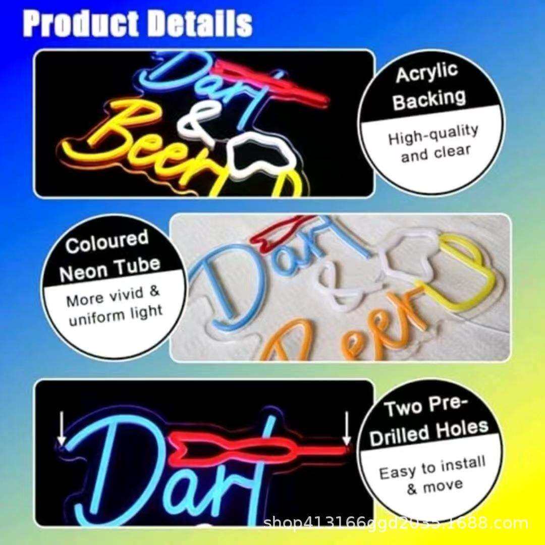 霓虹灯跨境新款led灯带发光字酒吧字母网红墙logo装 饰造型氛围灯