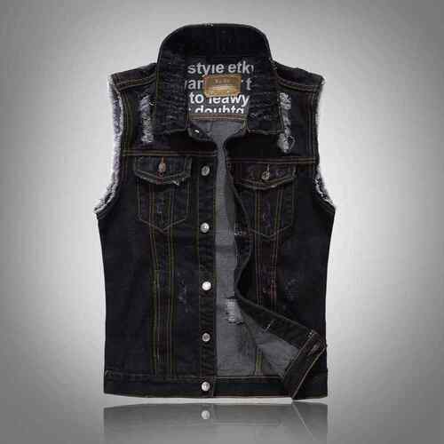 Black denim vest, vest, vest, top