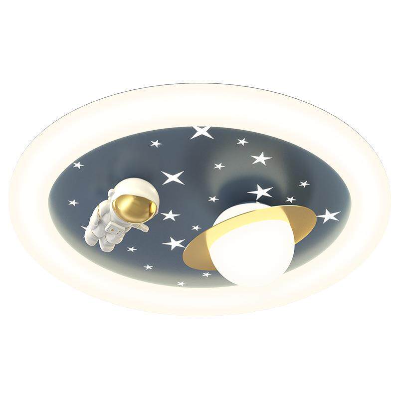 儿童房卧室灯男孩房间吸顶灯现代简约星球太空人宇航员卡通风扇灯
