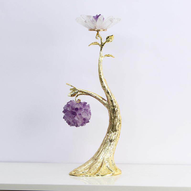 现代轻奢入户玄关摆件水晶发财树客厅电视柜酒柜书柜家居装饰品