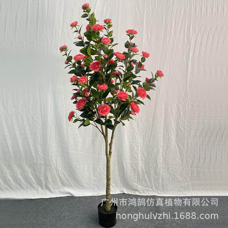 仿真玫瑰花盆栽假月季花客厅餐桌摆件茶花仿真绿植盆栽干花可