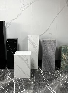 大理石摆件底座条纹白玄关落地雕塑展台样品屋展示中心样板间石墩