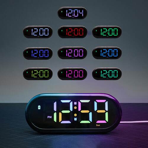 跨境RGB幻彩变色闹钟LED多功能数字显示桌面摆件倒计时电子闹钟