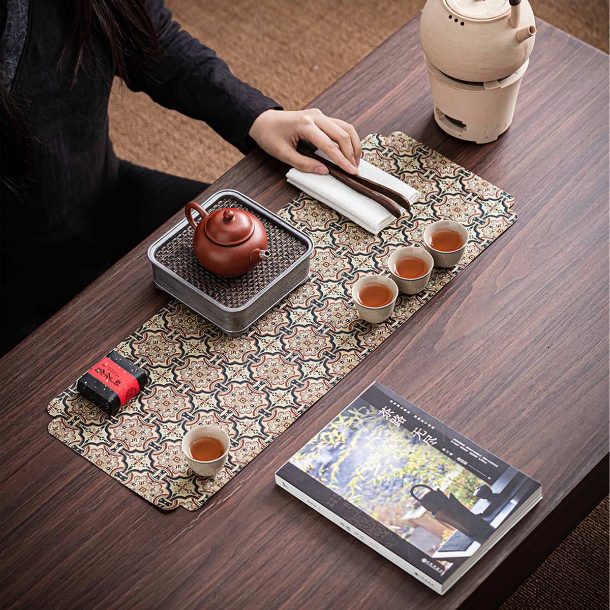 宋锦中式锦缎防滑茶席隔热茶巾干泡小茶席茶道桌旗禅意西阵织布艺