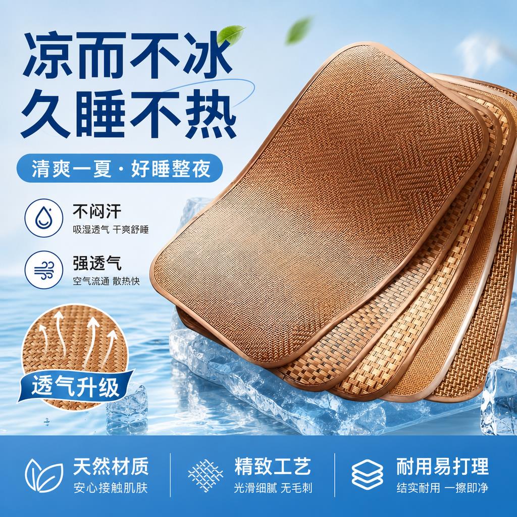 夏季凉席枕套藤编枕头套儿童专用单个草席枕巾枕片宝宝小枕席凉枕图片