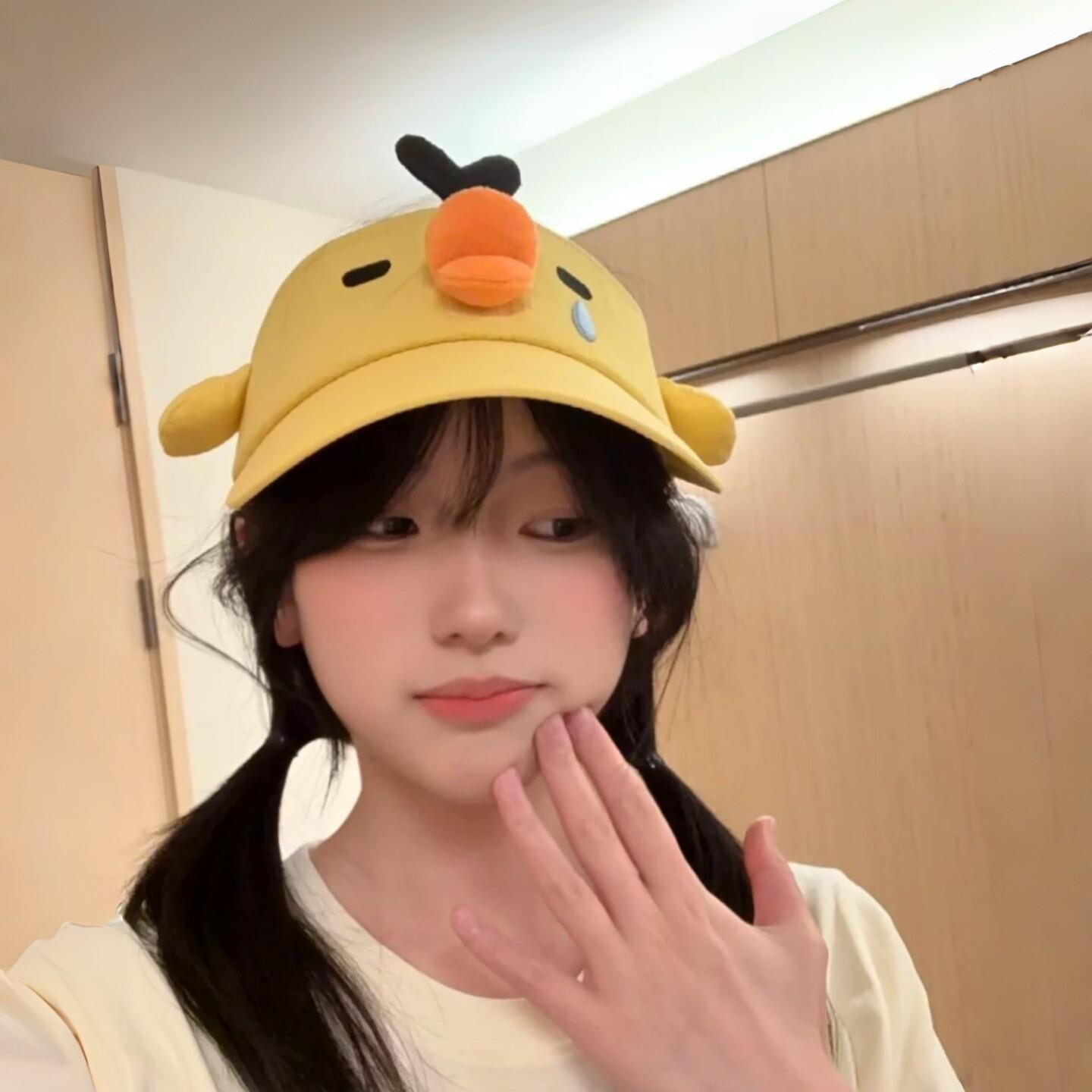 呆萌鼻孔鸡帽子可调节夏季防晒鸭舌帽女生游乐园春游拍照出片道具