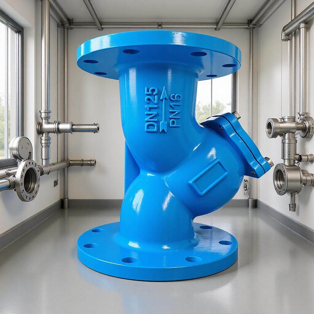 GL41H-16Q管道式风阀球墨铸铁Y型过滤器dn300法兰大体y水阀