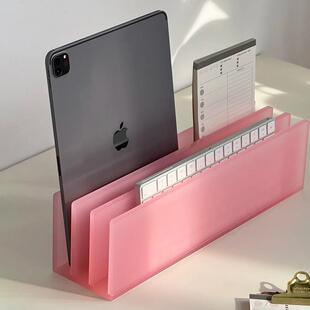 需定制mokamoka压克力桌面书架创意平板收纳层架杂志报刊书立架分