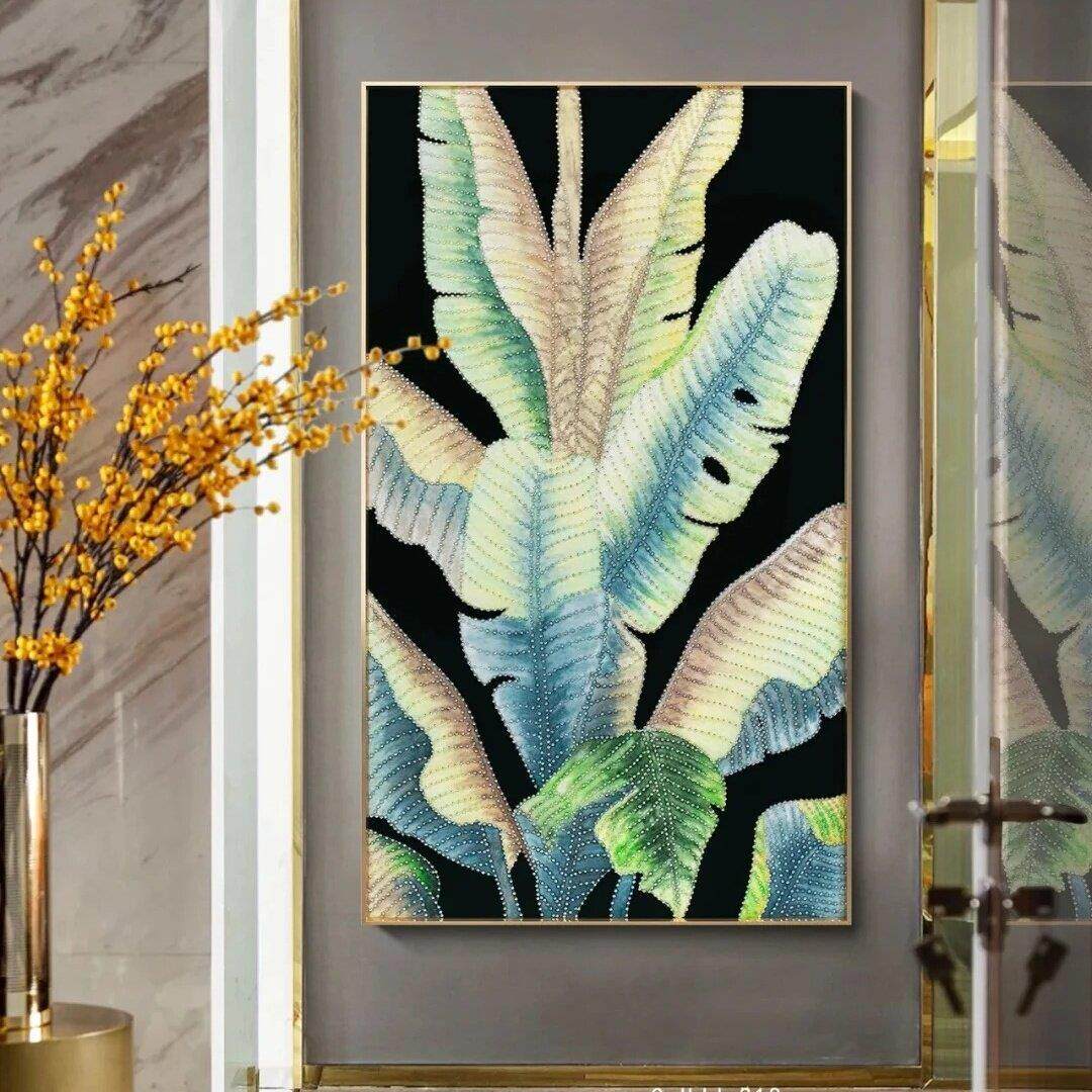 现代轻奢家大业大装饰画 画晶瓷镶钻新中式风水画 画客厅玄关走廊
