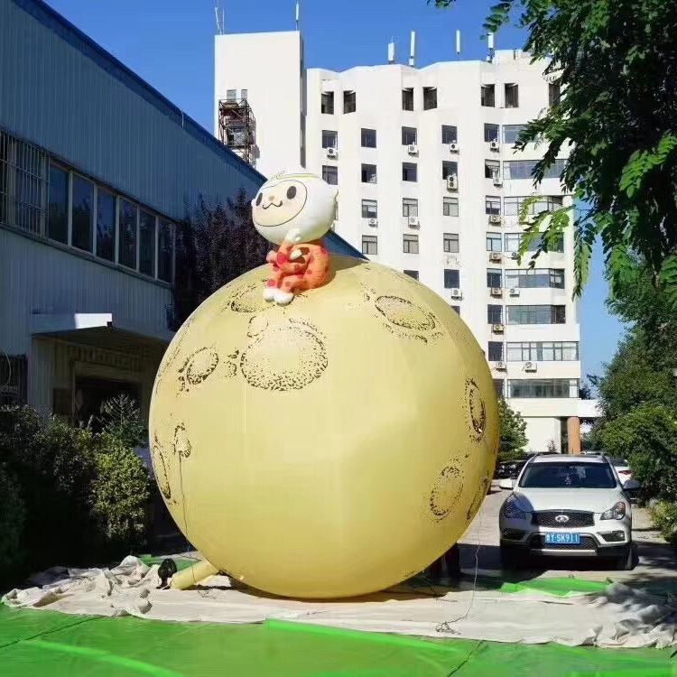 直销中秋节充气月球气模户外大型升空发光月亮月兔子卡通模型