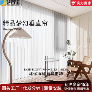 客厅窗帘帘阳台遮光帘防晒调光透景书房卧室防蚊透风垂帘静音电机