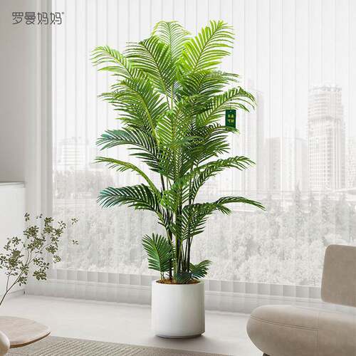 彷真绿色植物高端轻奢散尾葵植物盆栽客厅凤尾竹彷生大型假树装饰