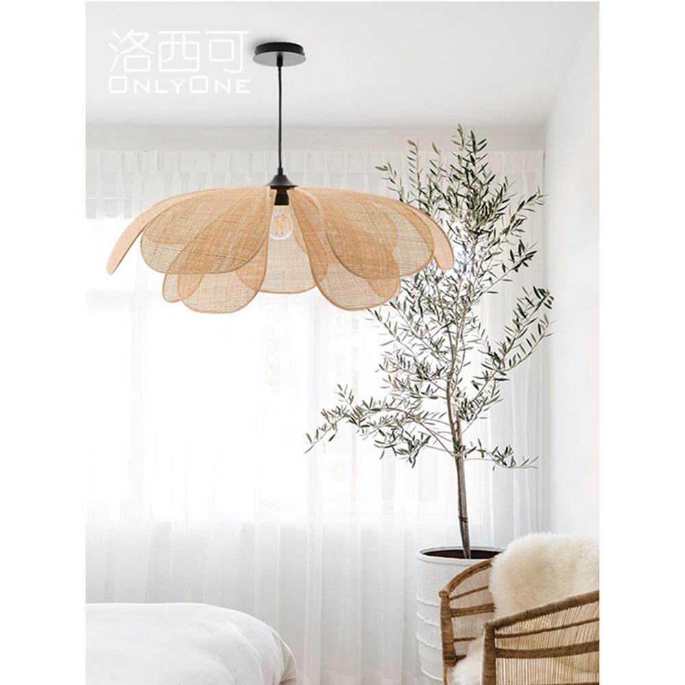 洛西可 法式藤编花瓣侘寂风格吊灯 日式民宿餐厅客厅卧室茶室灯具,家装灯饰光源,餐厅吊灯,淘宝优惠券,粉丝福利购,淘宝优惠卷