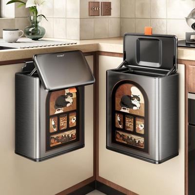 天地鱼壁挂垃圾桶家用2025新款厨房用免弯腰厨余挂式不锈钢垃圾桶