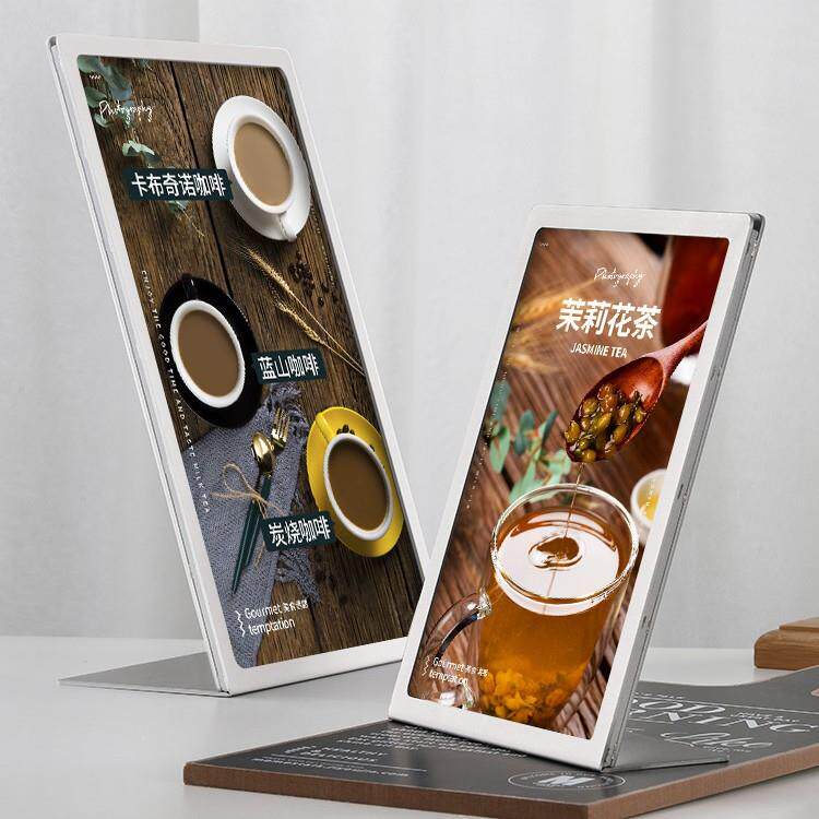 不锈钢展示菜单架价格表牌广告牌桌面立式L型加厚咖啡奶茶店专用