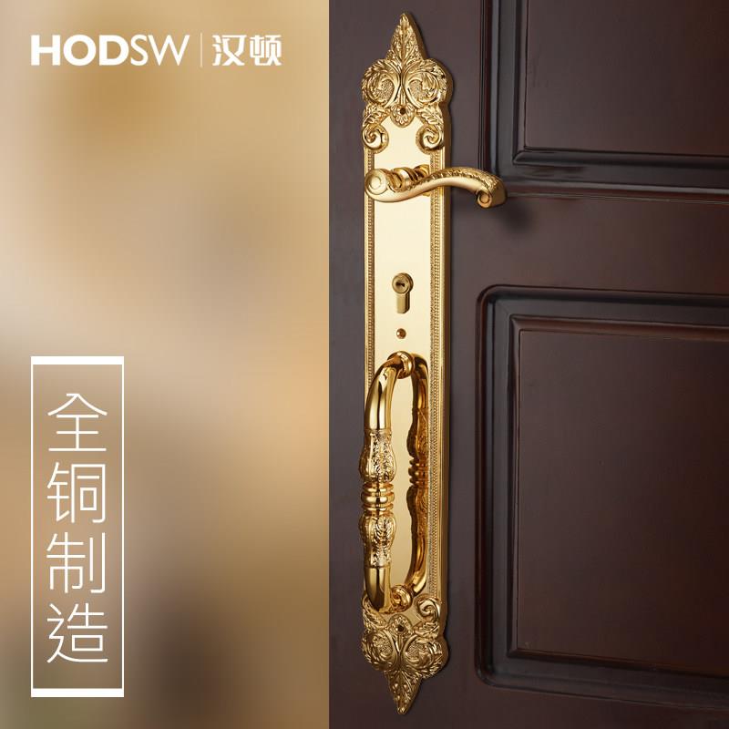 汉顿欧式全铜别墅对开大门锁全铜双开门锁入户门室内门对开大锁