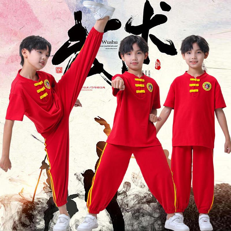 儿童武术纯棉练功服幼儿功夫训练服中国风演出服男女童纯棉练功裤