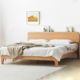 全实木床红橡木单双人床大卧室北欧风格，现代简约1.8米1米婚床