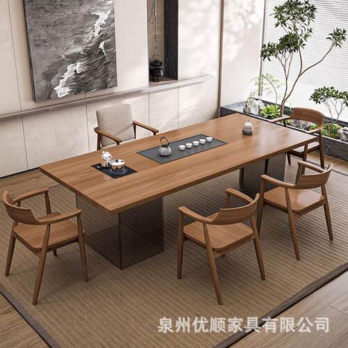 现代简约实木大板茶桌椅组合办公室家用客厅烧水壶一体亚克力茶台