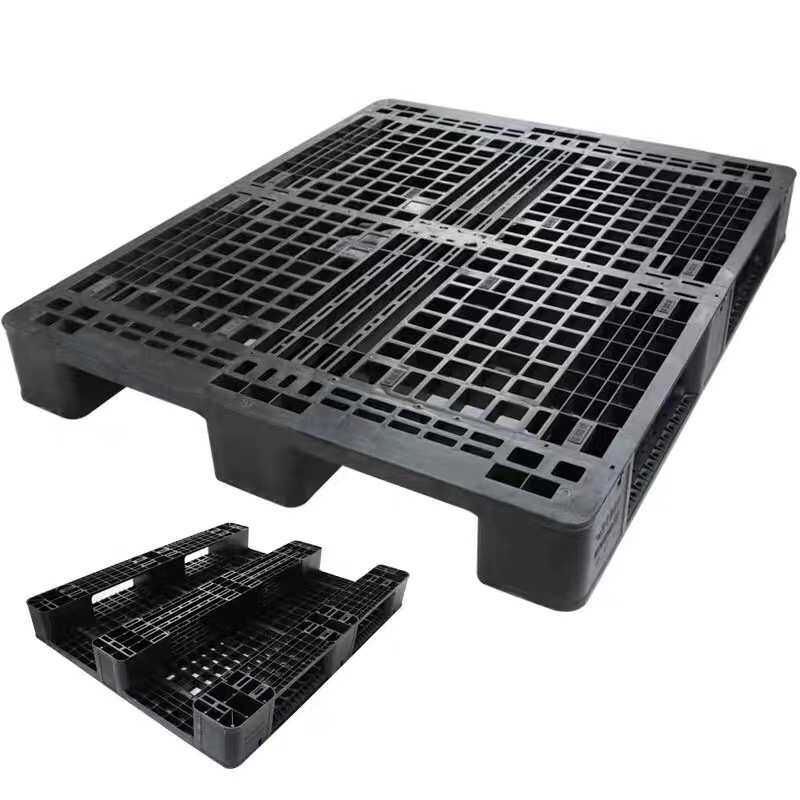 厂家批发黑色塑料托盘川字型加厚栈板卡板叉车托盘 塑料1210卡板