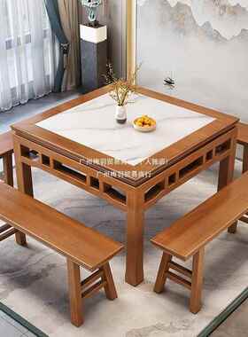 八桌全实木正方中式仙式老小形方桌农村中堂家用77414餐桌饭店吃