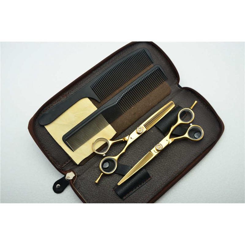 金色宝石美发剪刀理发剪单尾高螺丝平剪牙剪刘海打薄剪厂家批发