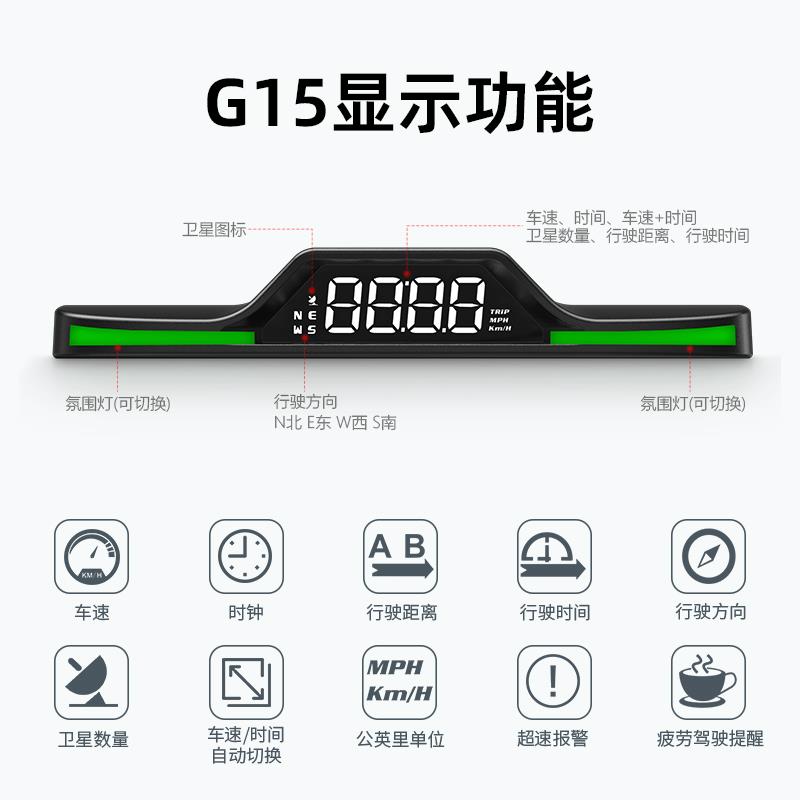 车用hub擡头显示器通用车载gps汽车速度显示屏时速测速超速指南针