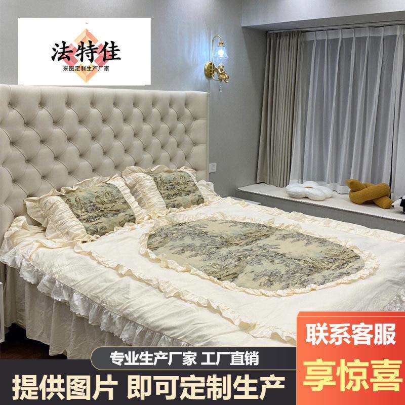意大利欧式宫廷双人床布艺床法式奢华实木婚床边椅别墅卧室家具床